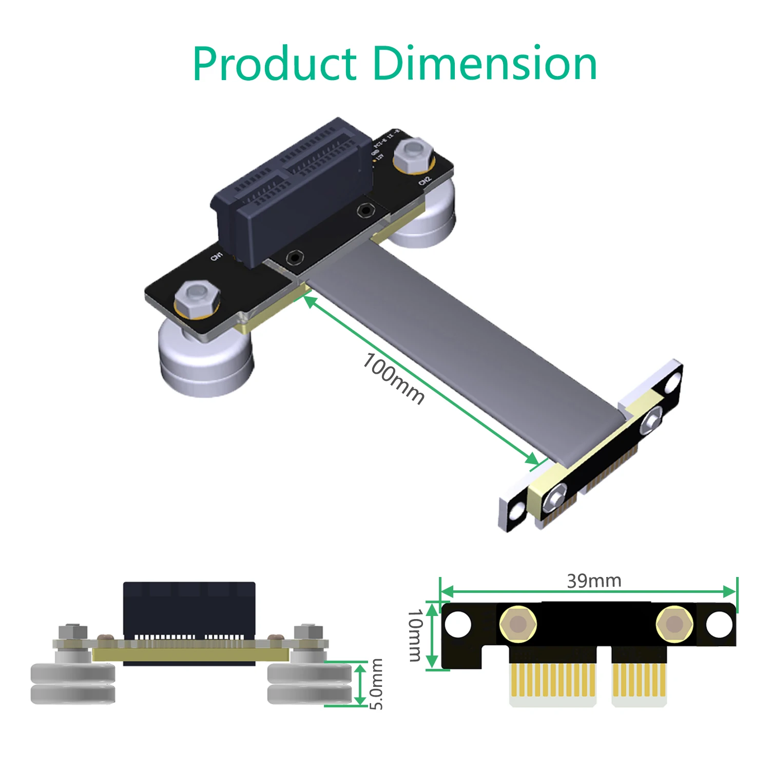 Pcie riser de alta velocidade pci express 3.0 1x cabo flexível adaptador de porta de extensão de cartão riser duplo vertical 90 graus + pé magnético