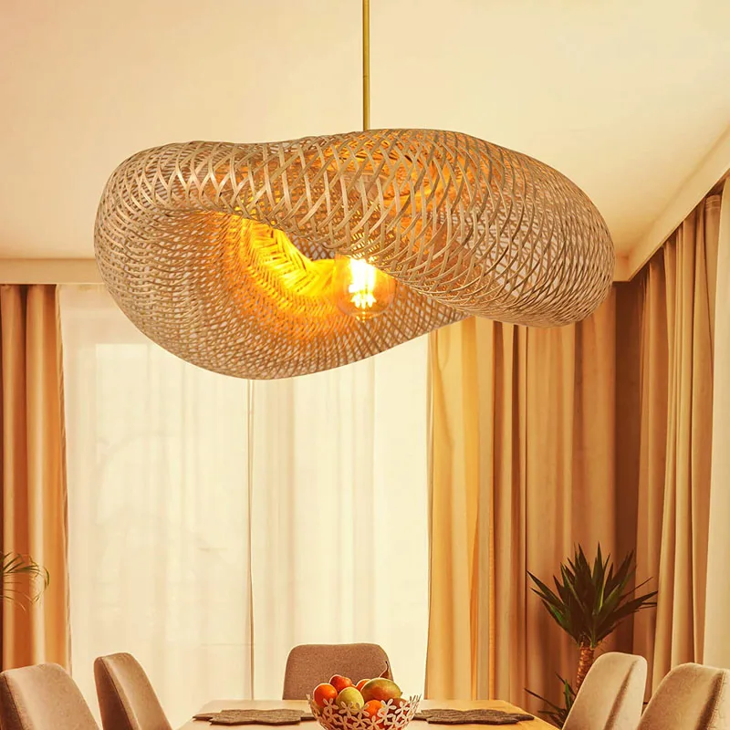 

40/100cm Bamboo Hanging LED Ceiling Light Weaving Chandelier Lamp Pendant Lamp Fixtures Rattan Woven Home Bedroom Decor