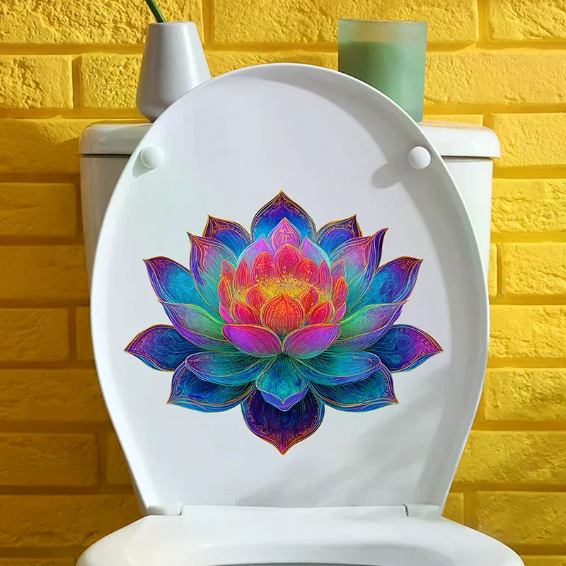 Glow-in-the-Dark Self-Adhesive Flower Toilet Sticker Lotus Bathroom Illuminated Toilet Sticker Luminous Wall Decal Home Decor