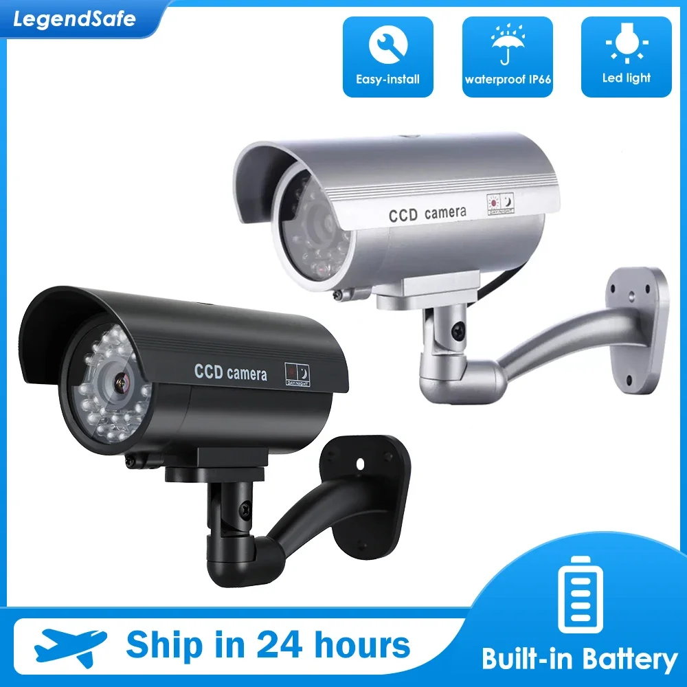 

Fake Outdoor Camera Bullet LED Light Monitor Waterproof Dummy CCTV Surveillance Home Security Protection Simulation