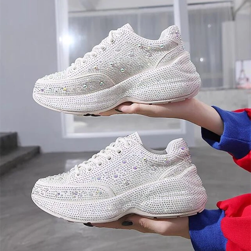 AIYUQI Women Sneakers Platform 2024  Rhinestone Sponge CakeWomen Casual Shoes Large Size Sneakers For Women