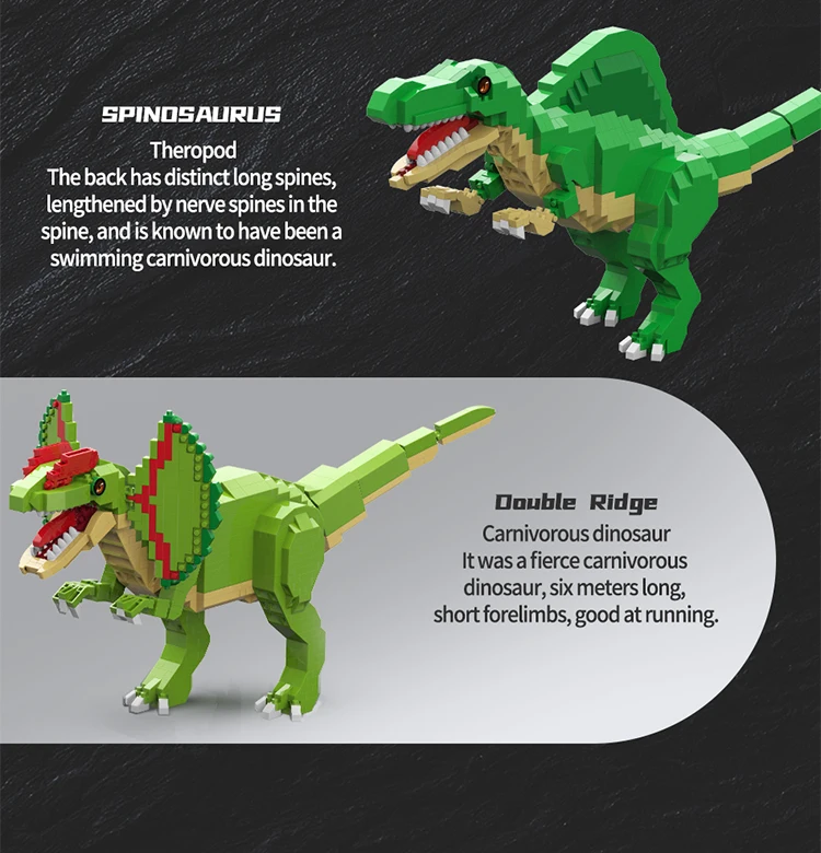 New Built Dinosaur Tyrannosaurus Rex Velocira Models Micro Mini Building Blocks Puzzle Toys Perfect Gifts Desktop Decoration