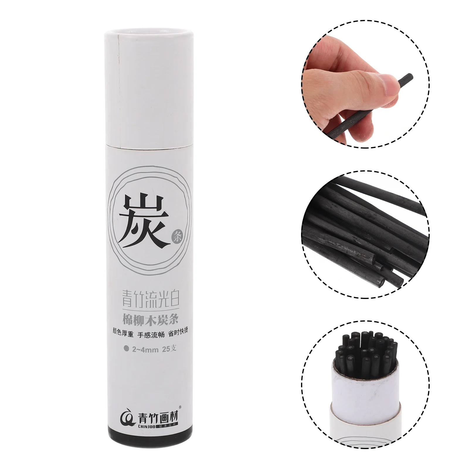 25 Pcs Mix Willow Charcoal Student Sticks for Teens Adults Wooden Carbon Artist Students