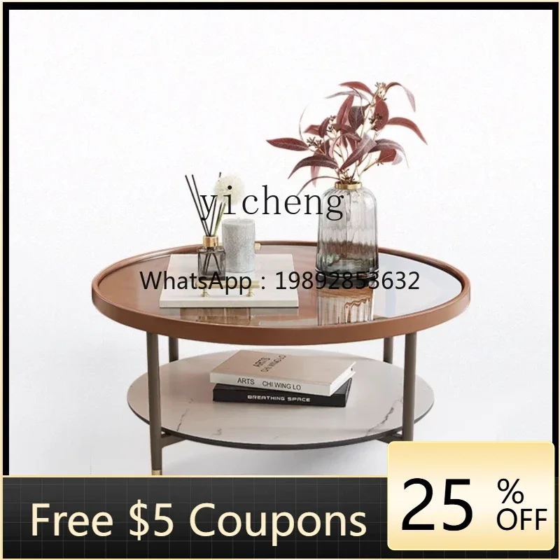 

XLL modern light luxury simple living room household round tea table balcony coffee table