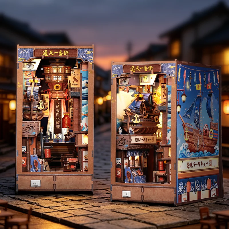 

CUTEBEE DIY Book Nook Kit 3D Wooden Dollhouse with Touch Sensor Light Miniature Bookshelf Insert Vintage Model for Home Decor