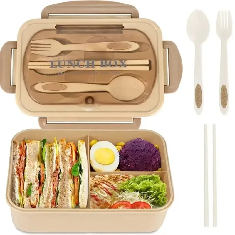 Expensive cutlery lunch box for office workers Square divider microwave oven bento box Picnic camping leak-proof food container