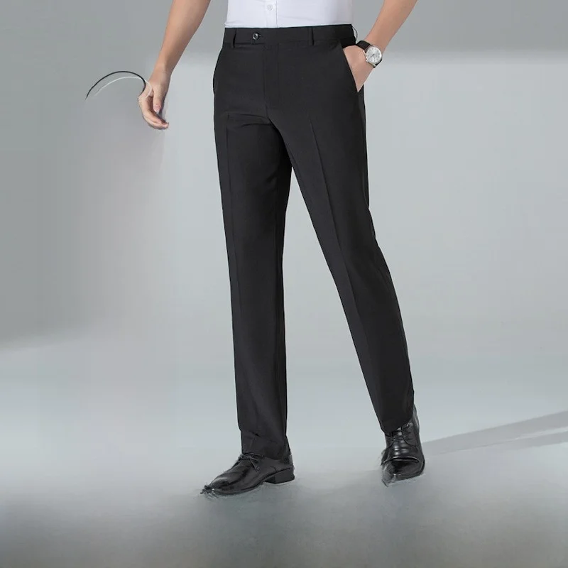 

Новые летние эластичные мужские повседневные тонкие брюки из ледяного шелка, против морщин, не требующие глажки, весенне-осенние длинные брюки