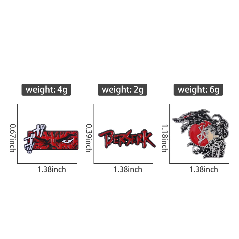 Cartoon Anime Warrior Enamel Pins Red Branded Sword Berserk Alloy Brooch Badges Fashion Gothic Lapel Jewelry Gift For Friends