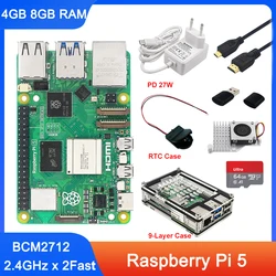 Raspberry Pi 5スマートボードキット,電源ボタン,4g,8g RAM,bcm2712,2.4GHz,ビデオコア,vii,gpu,4kp60,pcie 2.0,rtc