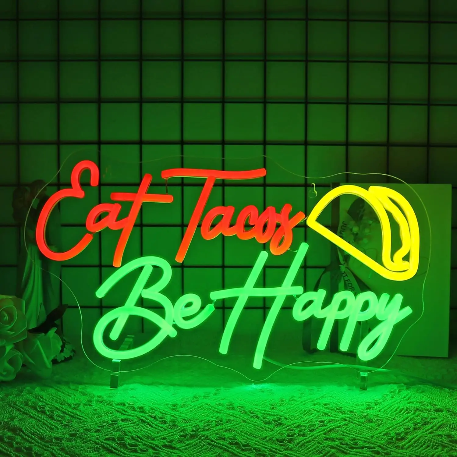 

﻿ "Eat Tacos Be Happy "Neon Sign USB LED Neon Light for Restaurant Bar Party Bedroom Decoration Business Art Wall Light