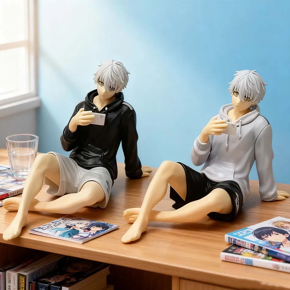 BLUE LOCK Actionfiguren Nagi Seishiro Anime-Figur Sitzende Figur PVC Sammlermodell Kinderpuppe Spielzeug Geschenke
