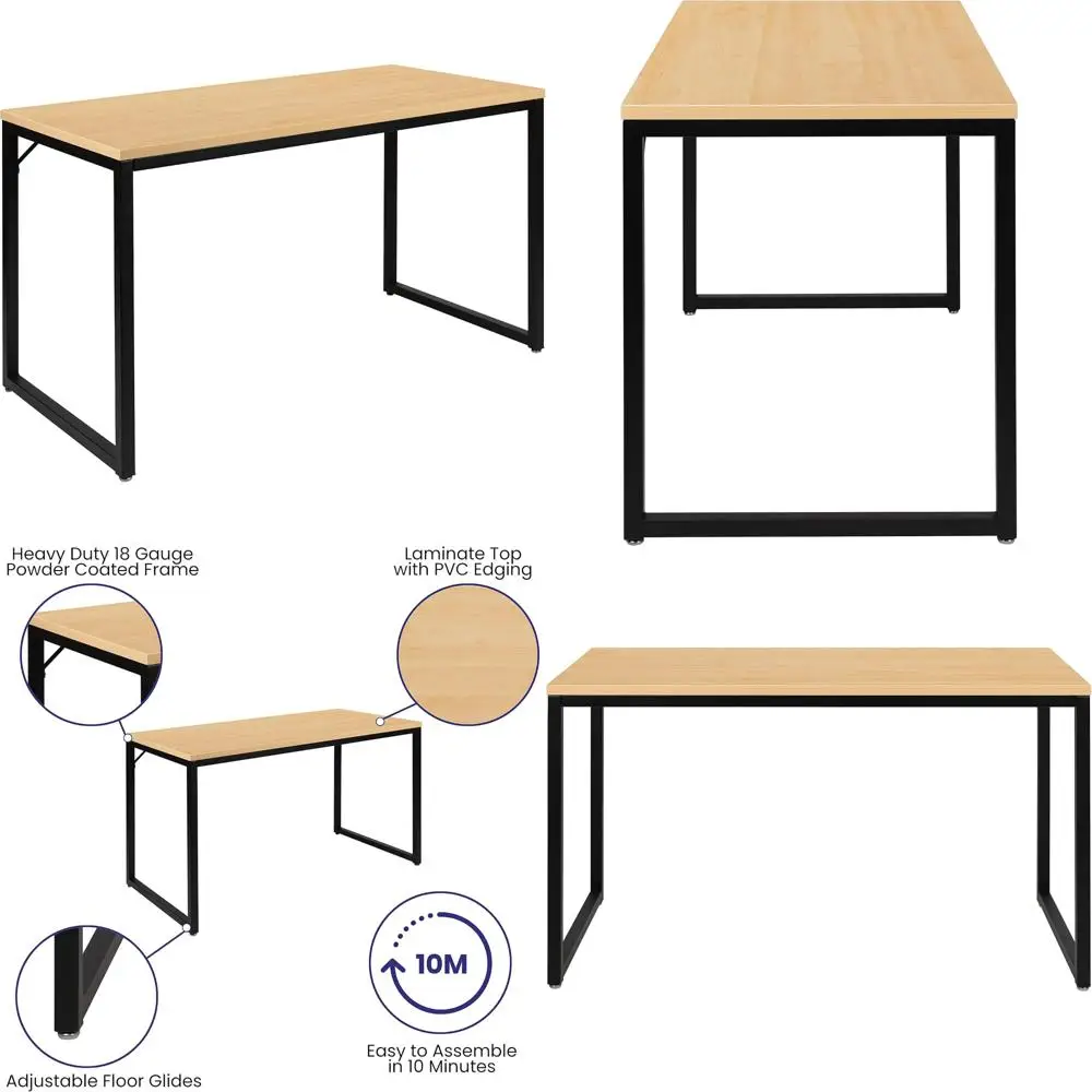 

Industrial Modern Desk - Commercial Grade Office Computer Desk for Home and Business - 47 Long Maple Finish