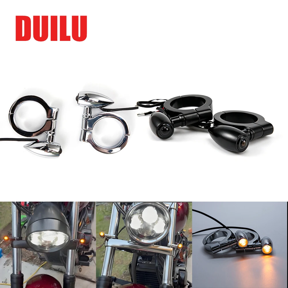 Motorcycle Accessories Front Fork Tubes LED Turn Signal Light Universal Blinker Indicator Lamp For Harley For Honda For Yamaha
