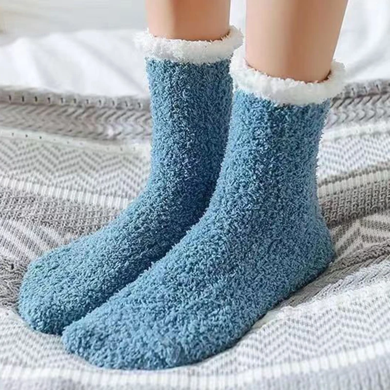 

Warm Coral Fleece Postpartum Socks Women 2025 Autumn Winter Soft Cotton Pregnant Woman's Socks 5pairs Candy-colored Stockings