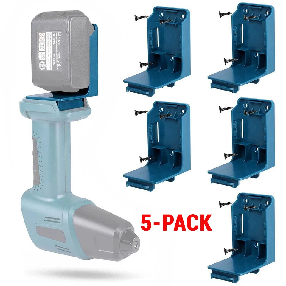 1-5PCS Power Tool Battery Mount Holder 2 IN 1 Tool Holder for Makita Battery Tool Storage Rack Bracket with Screws DIY