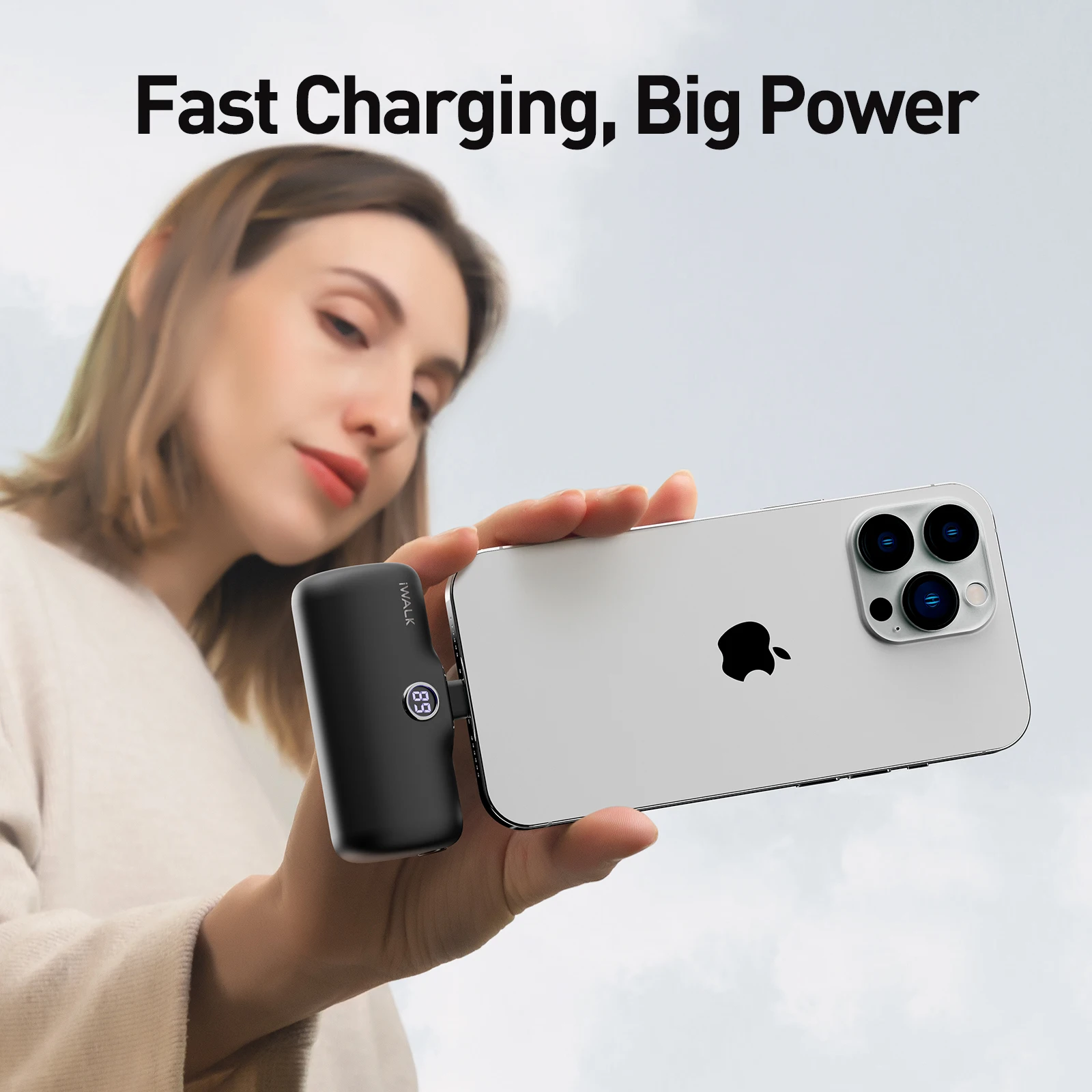 iwalk portable capsule power bank 20W fast charging mini emergency power supply suitable for iPhone Type-C Lightning