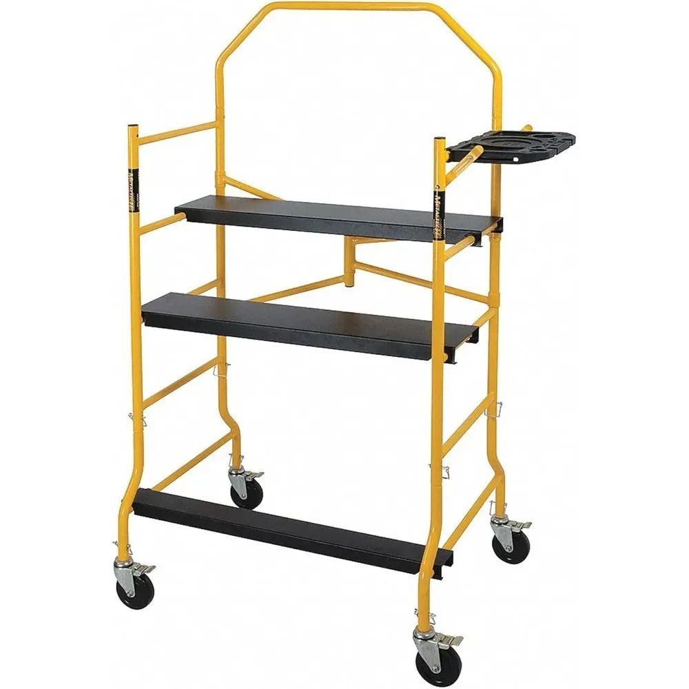 5 Ft Scaffolding Platform, Adjustable, Foldable and Rolling Scaffold Platform with 5-Inch Locking Wheels for Construction