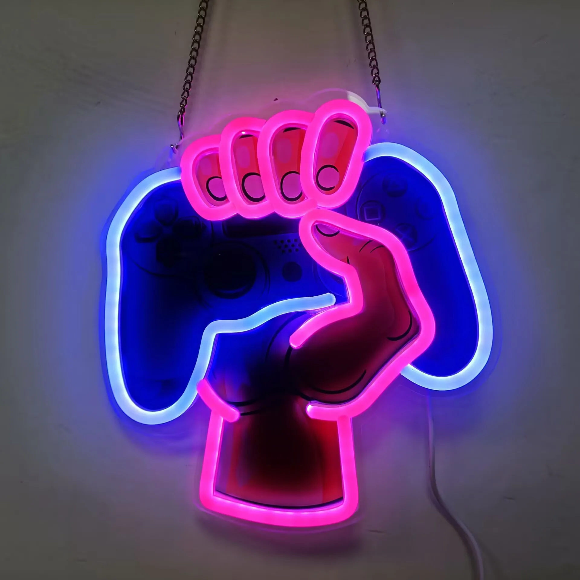 Victory Fist LED Neon Sign USB Dimmable Neon Light Sign for Gameroom Bedroom Bar Livingroom Birthday Party Gift Wall Decor