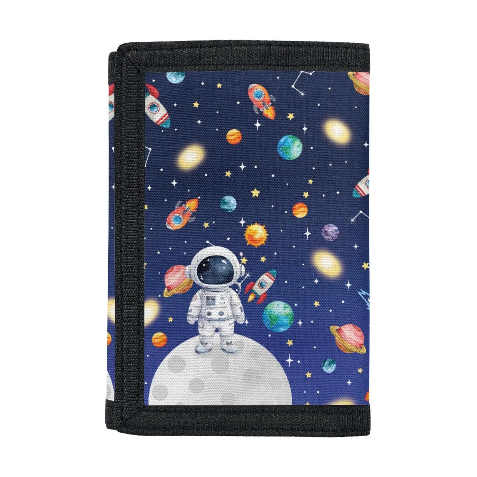 Boys Girls Tri-fold Wallet for Kids Ages 9-14,Cartoon Astronaut Trifold Purse Toddler/Youth Kids Wallets Coin Pocket Money Bag
