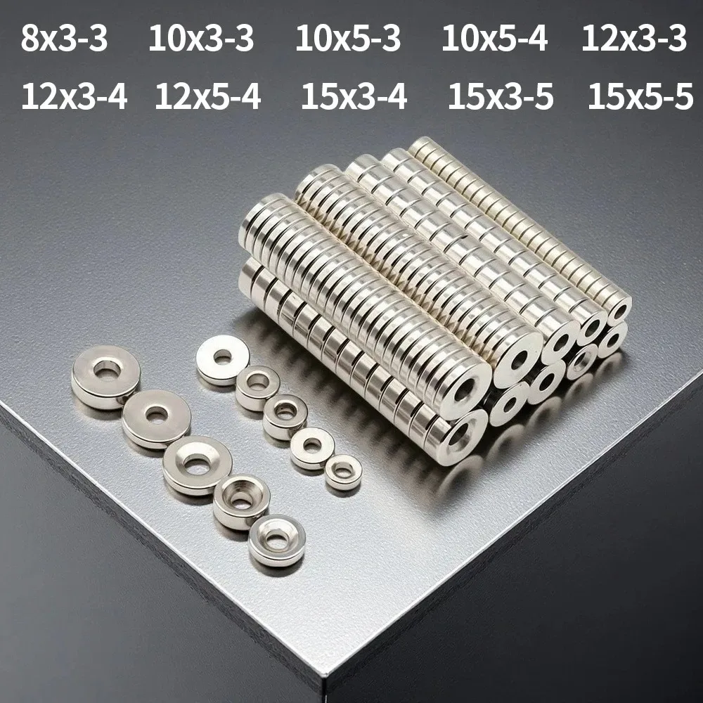 10 Pcs 25x3-5 Magnet 25mm X 3mm Hole 5mm Round Super Powerful Strong Permanent Magnetic Disc for Fridge, DIY