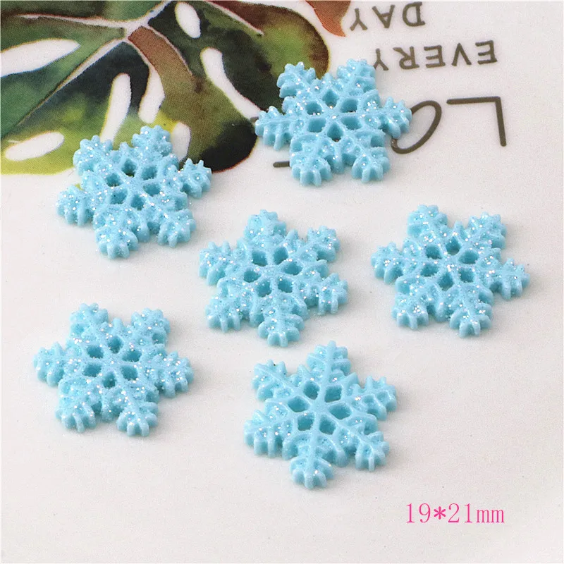 10-30pcs Glitter Resin Snowflake Flatback Cabochon gioielli fai da te/accessori per la decorazione di fermagli per capelli artigianali