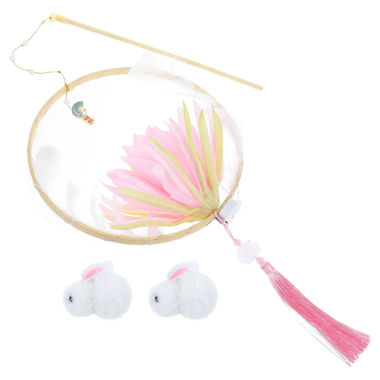 Jade coelho lanterna diy kit portátil leve seguro para crianças atividade criativa luminosa festa visual decoração de ano novo