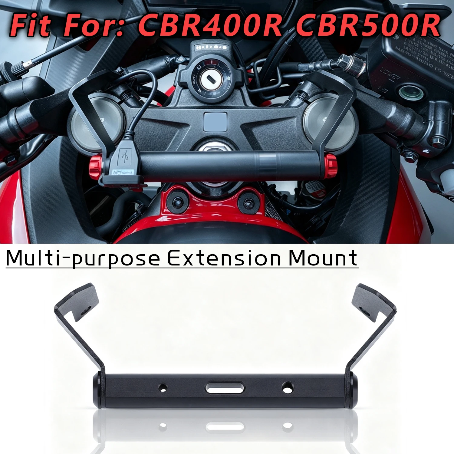 For HONDA CBR500R CBR400R Multi-Purpose Extension mount GPS Navigation Base Mobile Phone Moun Action Camera Center CNC Bracket