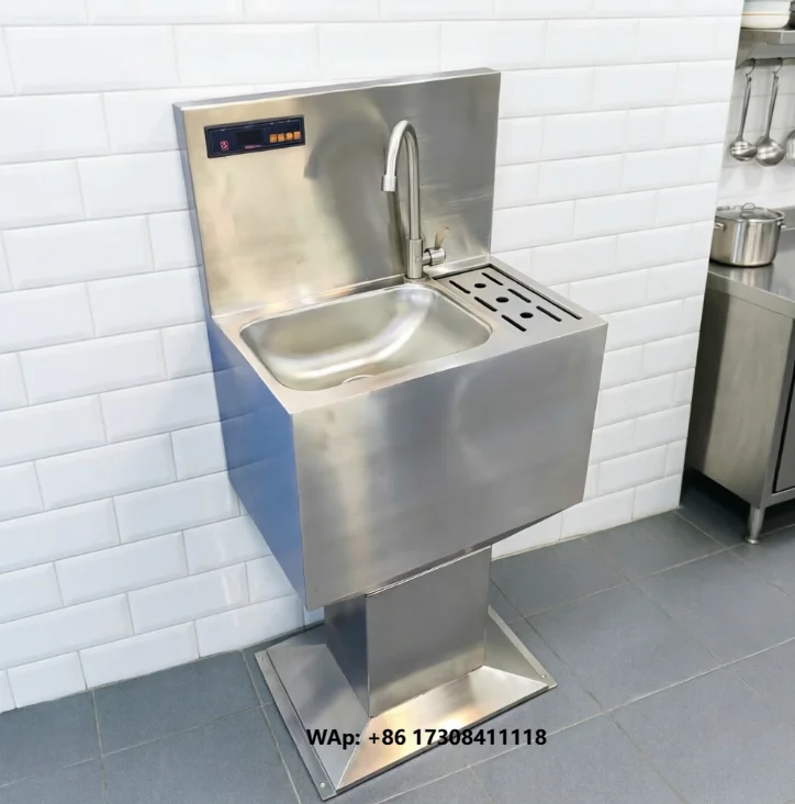 Non Contact OEM ZHONGJI Hand Wash Sink 3000W Sterilizer Stainless Steel Basin Disinfection 10-50 Coverage for Food Plants