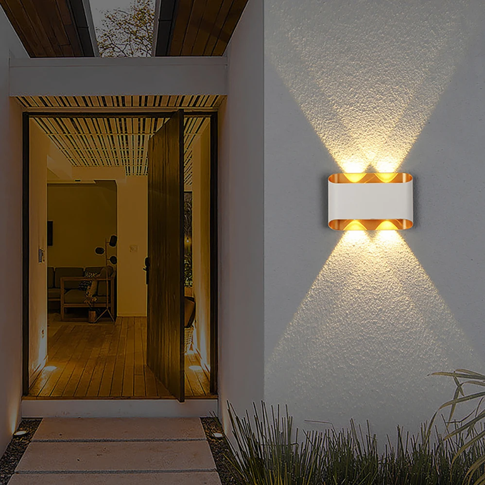 Lámpara LED de pared para interiores y exteriores, luces de aluminio para porche y jardín, estilo minimalista moderno, resistente al agua IP65, 2W/4W/6W/8W, AC85-265V