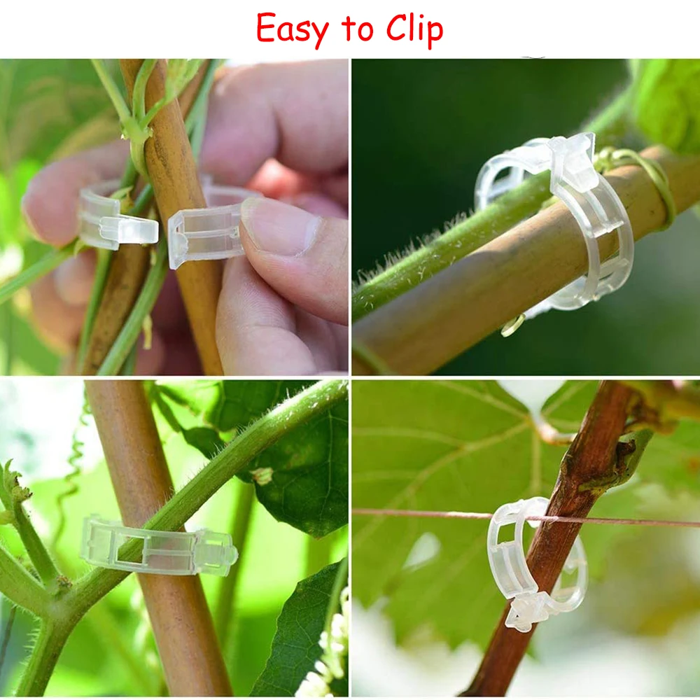 Clips de gancho J para soporte de tomate de plantas, armazón de verduras de fresa de jardín para evitar pellizcos o caídas, 100/9,5 Uds.,/13/16cm