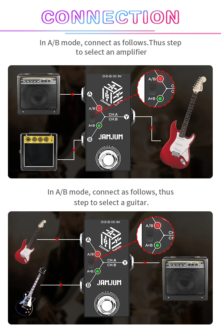 ABY Kanalwahlschalter für E-Gitarre, Line-Selector-Fußpedal – Detail 4