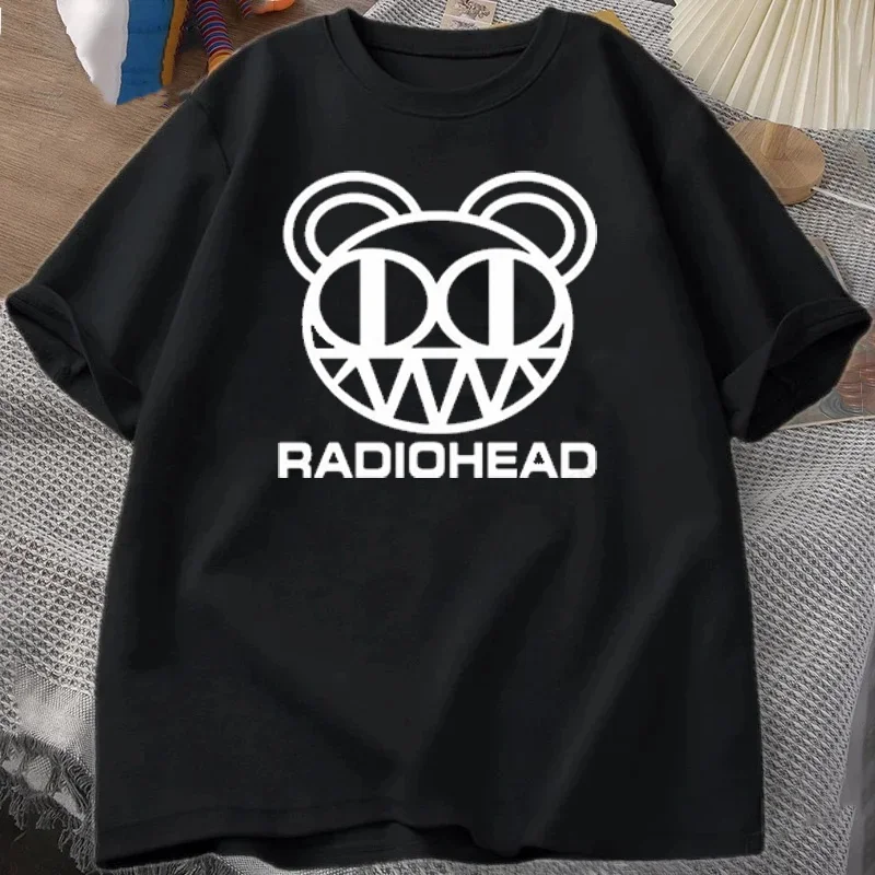 レトロ Radiohead 男性と女性のファッションコットン Tシャツメンズ Tシャツ半袖 Tシャツロックバンド Camisetas 紳士服