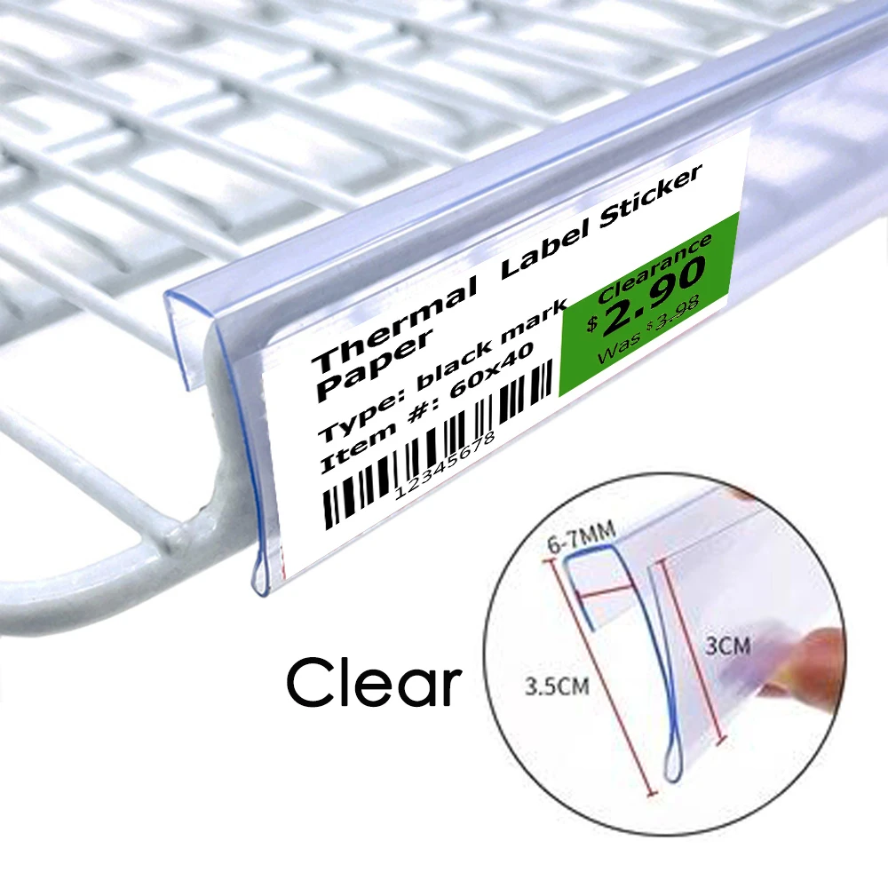 Wire Shelf Label Holder, For Retail Merchandise Shopping Supermarket UPC Price Card Sign And Ticket Display Holder Clip-On Strip