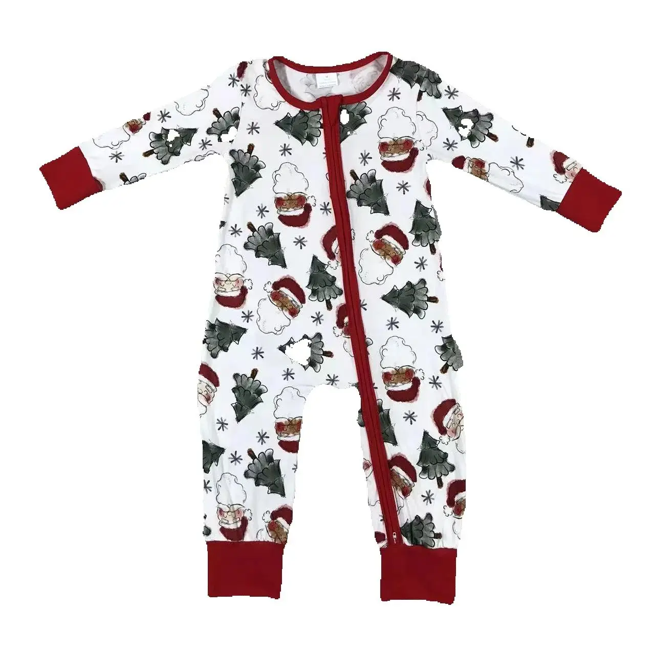 

Длинный комбинезон на молнии с рождественским рисунком Санта-Клауса для мальчиков и девочек, комбинезон для новорожденных 0-2 лет, комбинезон, детская одежда