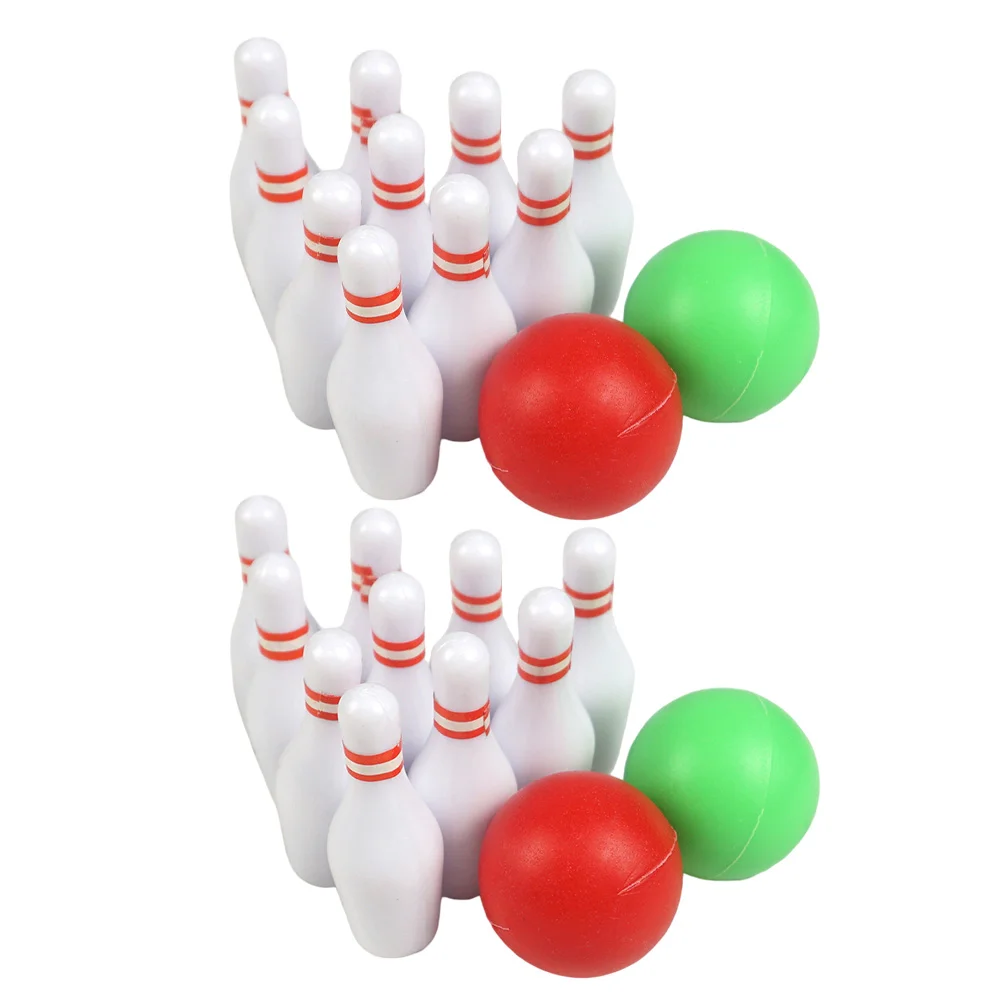 2 Sets Micro Toys Bowling Ball Model Mini House Supply Room Miniature Plastic Small Accessory Simulated Balls Scene Cakes