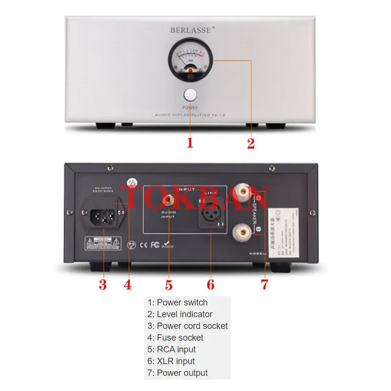 Tokban TS-12 250w Mono Split Power Amplifier High Power Low Distortion Support RCA XLR Input Vu Meter HIFI Amplifier Audio