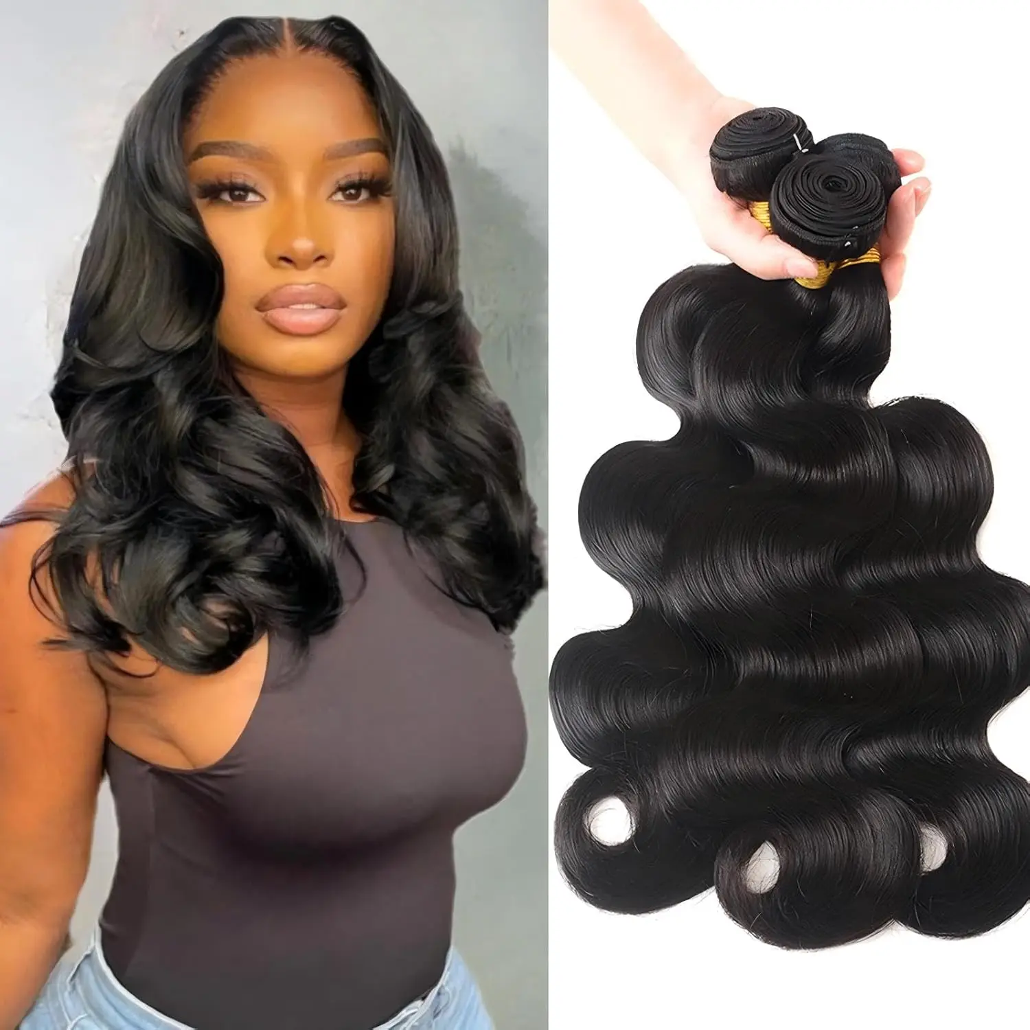 

1/3/4 шт., пучки объемных волн, человеческие волосы, бразильские волосы Remy, натуральные черные пучки волос, 14-30 дюймов, девственные волосы