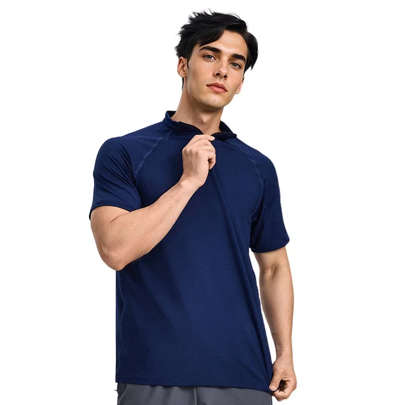 

Men's quick-drying short-sleeved T-shirt for casual sports, semi-open opening and breathable