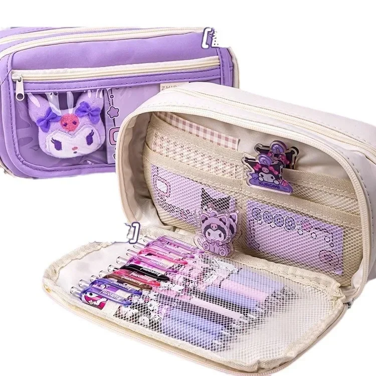 Sanrio Kuromi Cute Large Capacity Pencil Case  For Girls Pretty Zipper Pen Pouch Kawaii Children'S Bag Women'S School Supplies