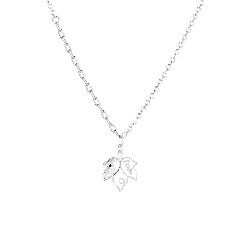 925 Sterling Silver New Ladies Fashion Jewelry High Quality Sparkling Maple Leaf Pendant Necklaces For Women Length 45CM
