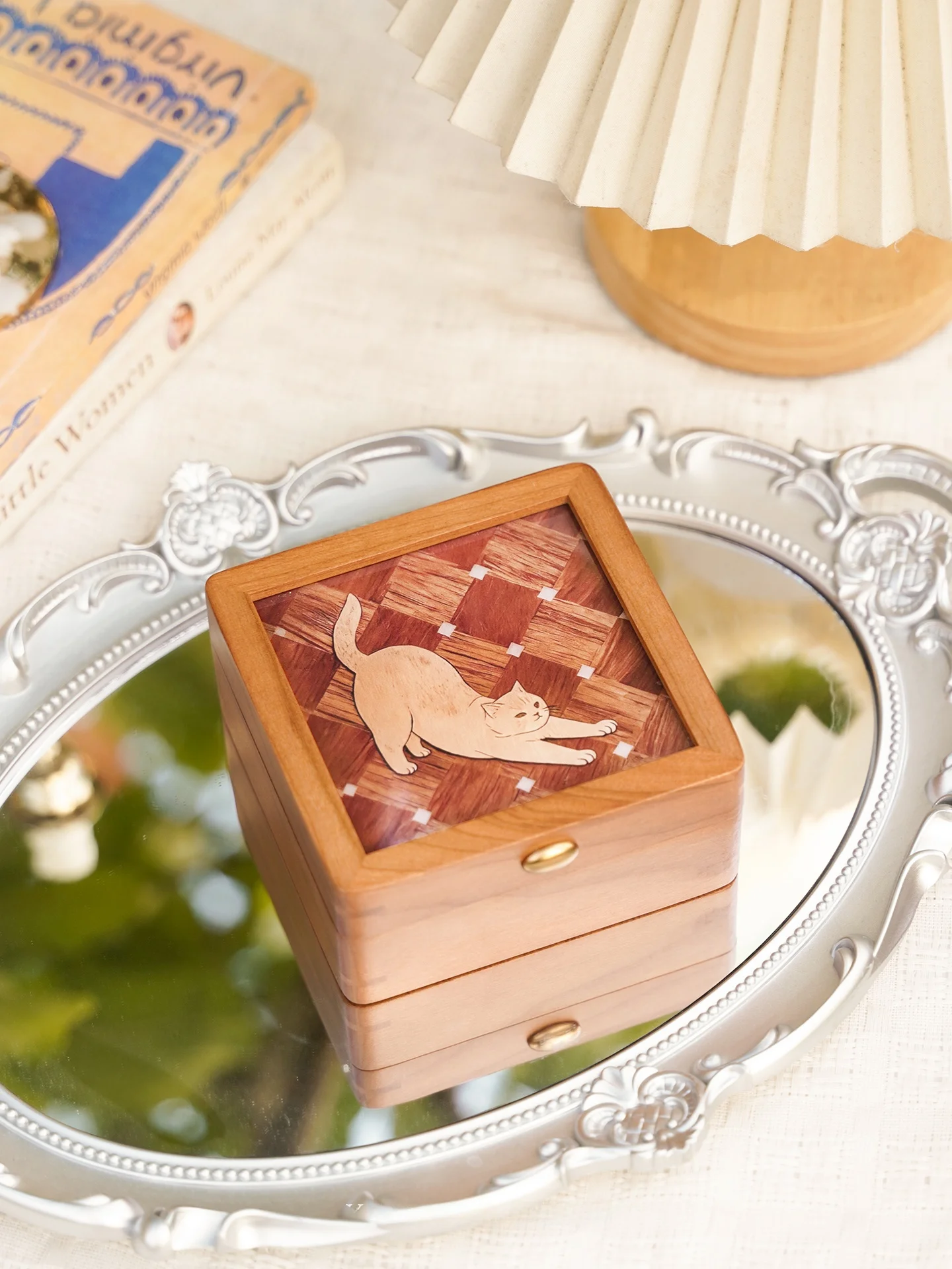 

Деревянная шкатулка для украшений с кристаллами, милая винтажная настольная декоративная подставка, решение для хранения серег, в стиле рустик-шик, незаменимая вещь для спальни