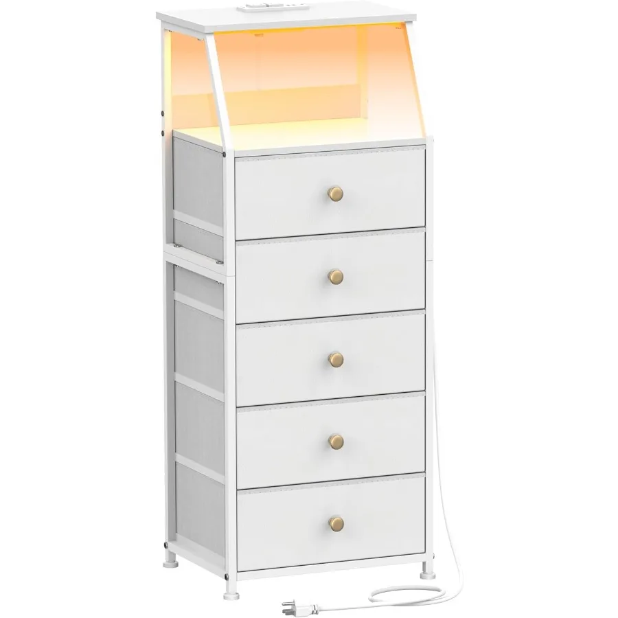 

Dresser with Fabric Drawers Nightstand with 2 Tier Shelf Storage Tower for Bedroom Hallway Entryway Closet Organizer Sofa Besid
