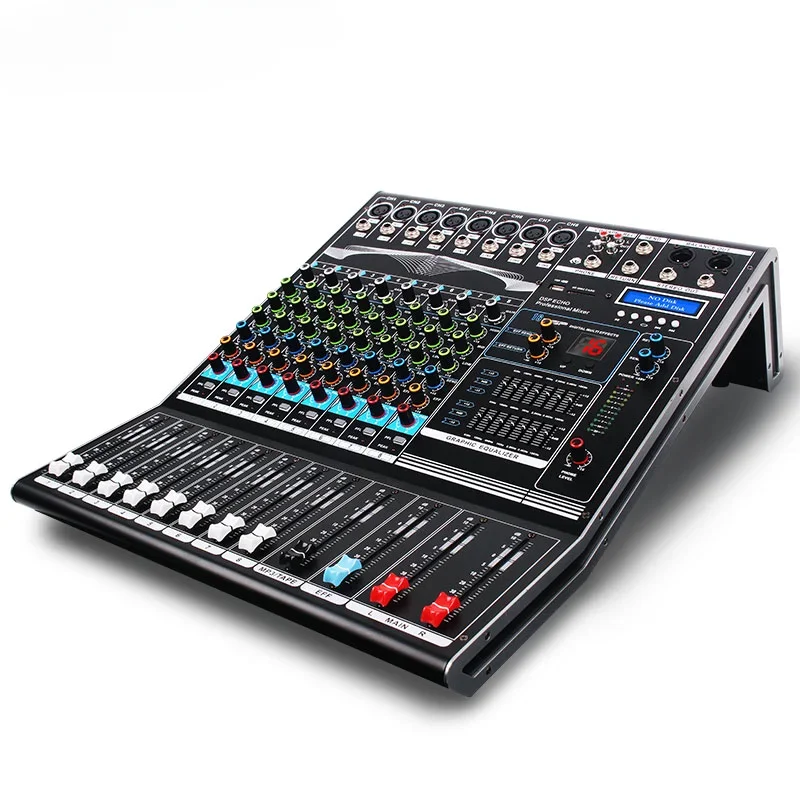 Multifunctional 8 channels BT audio mixing console with usb Analog sound console audio mixer 16 DSP digital effects stage mixer