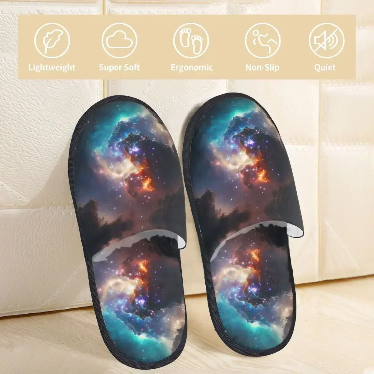 Pantofola di pelliccia per donna uomo moda soffici pantofole invernali calde Nebula con galaxy Space Cosmos House Shoes