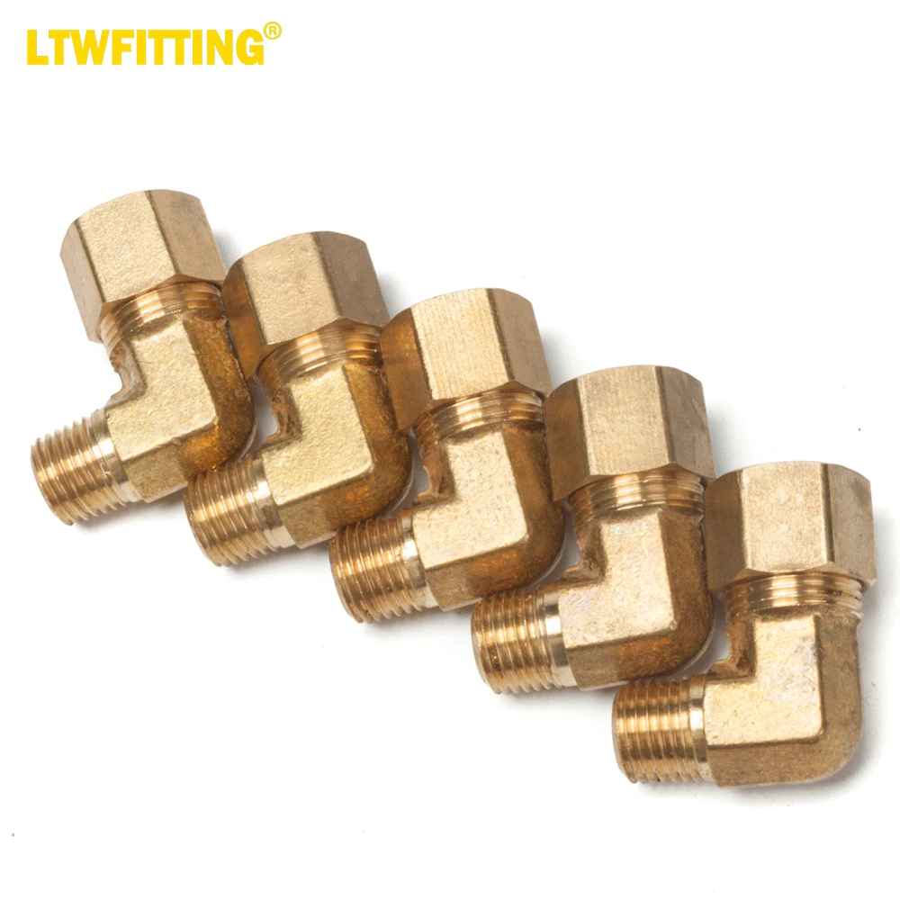 

LTWFITTING 1/2-Inch OD x 3/8-Inch Male NPT 90 Degree Compression Elbow,Brass Compression Fitting(Pack of 5)