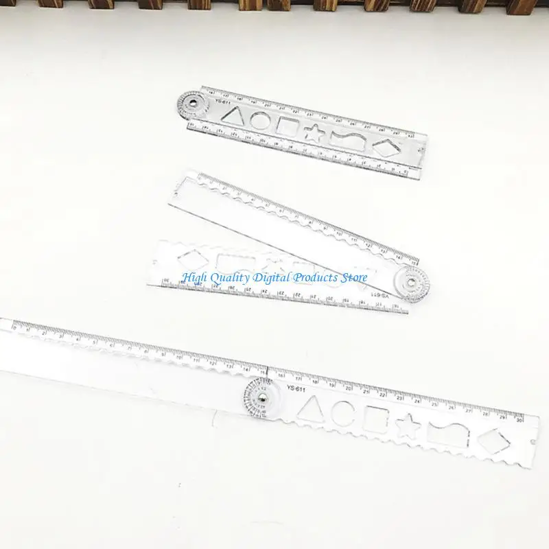 U2JE Clear Plastic Foldable Ruler Sliding Trimmer Tool Accurate Measurement For Paper Crafting School Office Projects