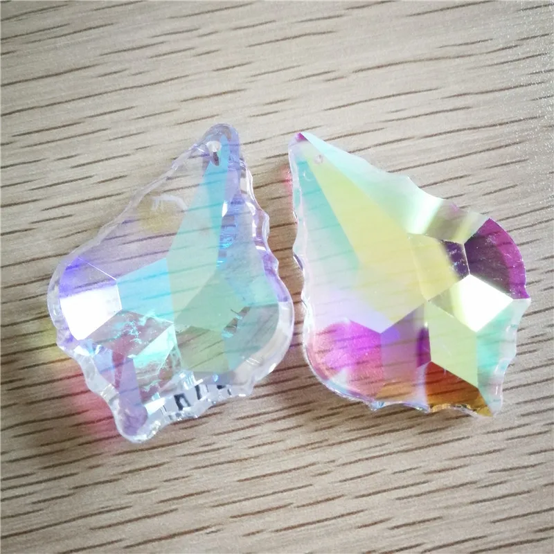 18mm 22mm 38mm 50mm 63mm 76mm 100mm K9 Crystal Clear Maple Leaf Chandelier Part Glass Suncatcher Prism Hanging Trimming Pendants