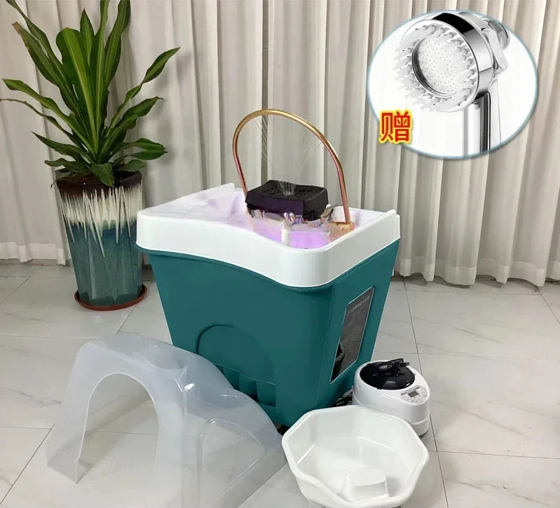 Movable Shampoo Basin Head Therapy Machine Supporting Massage Couch Facial Bed Fumigation Water Circulation Shampoo Machine