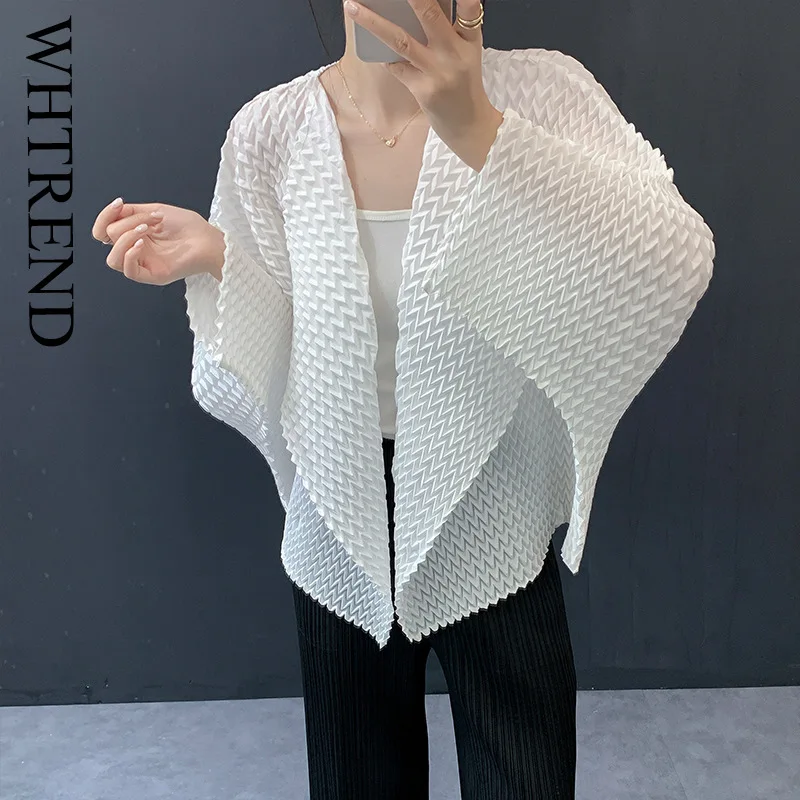 

WHTREND Pleated Handmade Shirts For Women 2025 Autumn New Fashion Versatile Cardigan Loose Jacket Coat WH1200