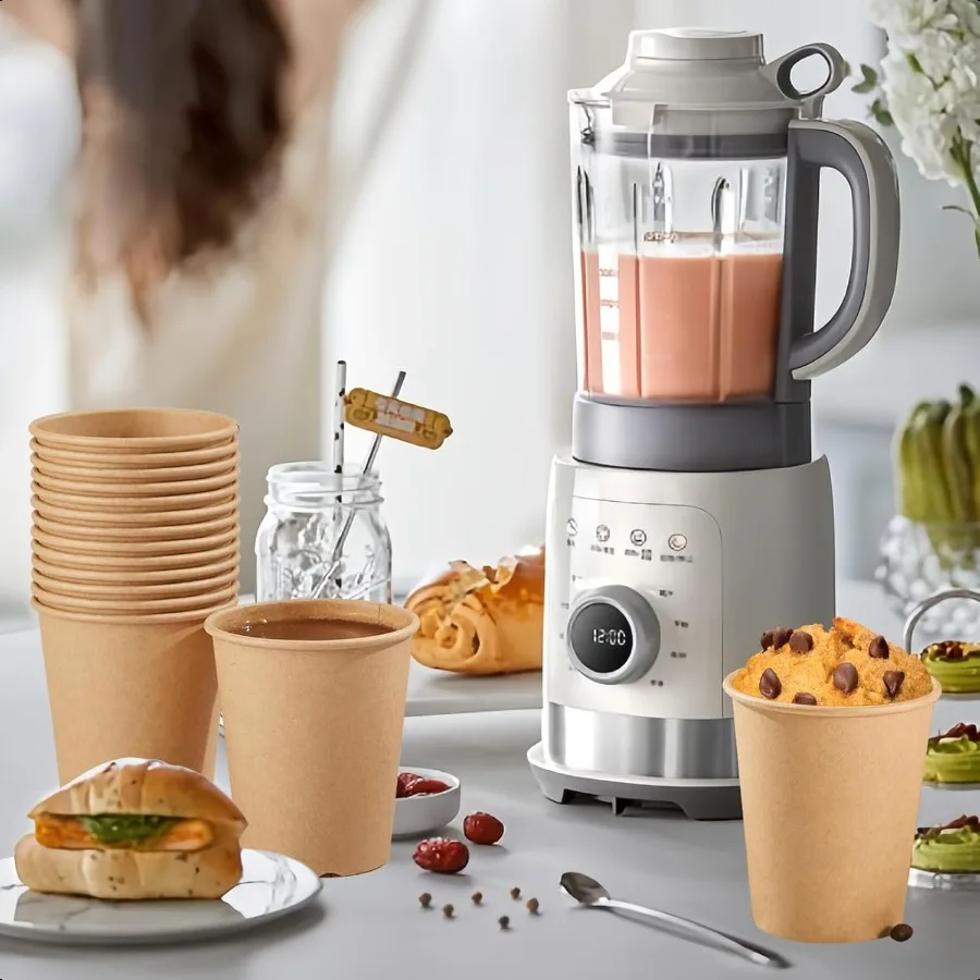 400 عبوة من أكواب ورق الكرافت سعة 8 أونصة، أكواب قهوة ورقية غير مبيضة، كوب سميك للمشروبات الباردة الساخنة للحفلات والمقاهي المنزلية